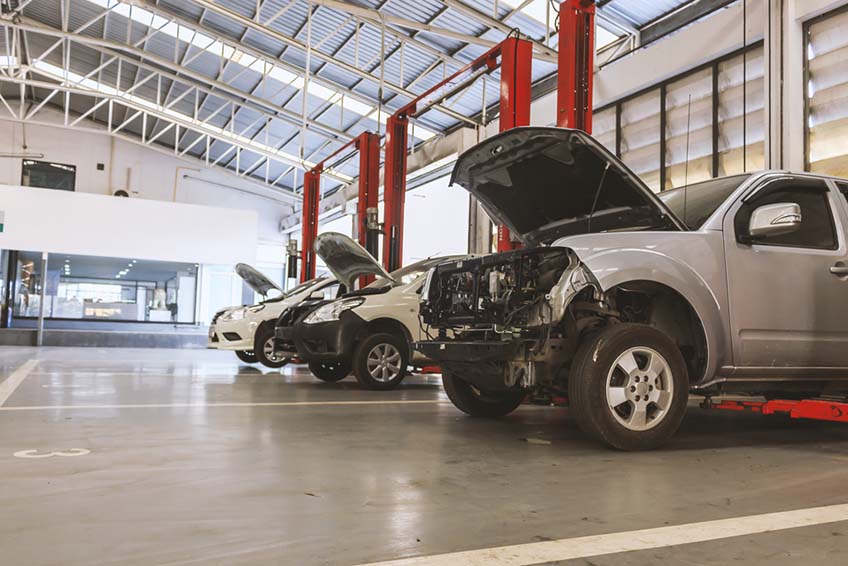 vehicle in repair shop