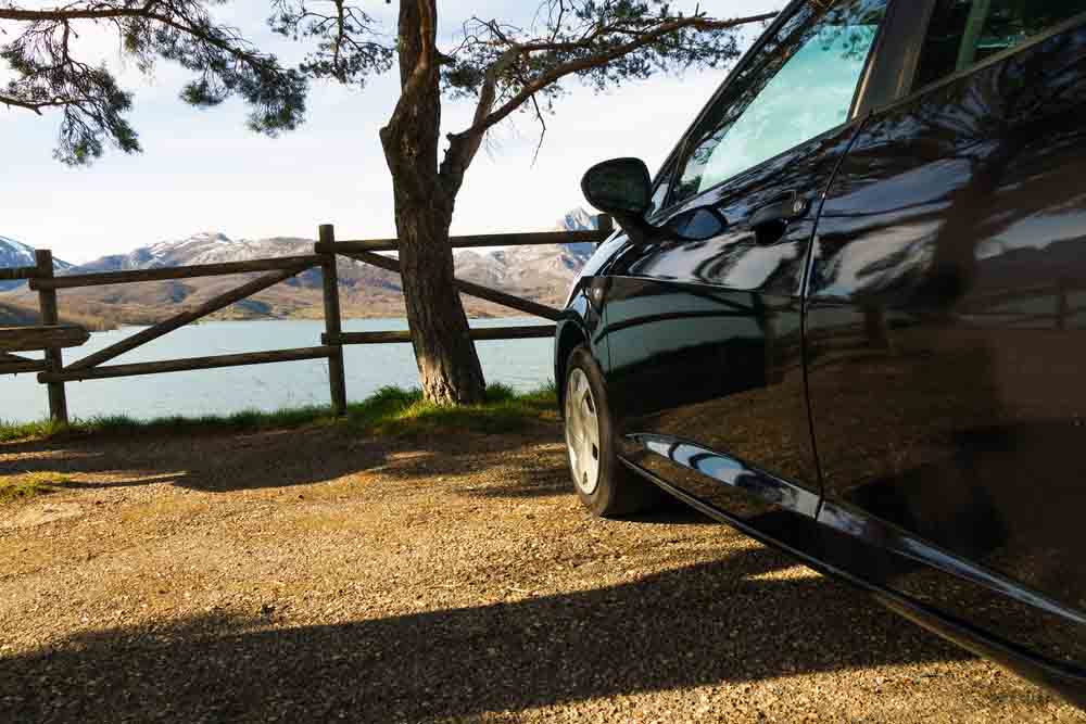 car parked in the shade