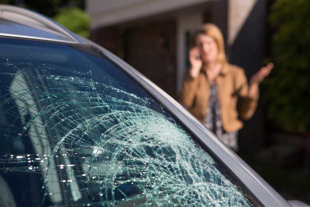 car with worn out windshield