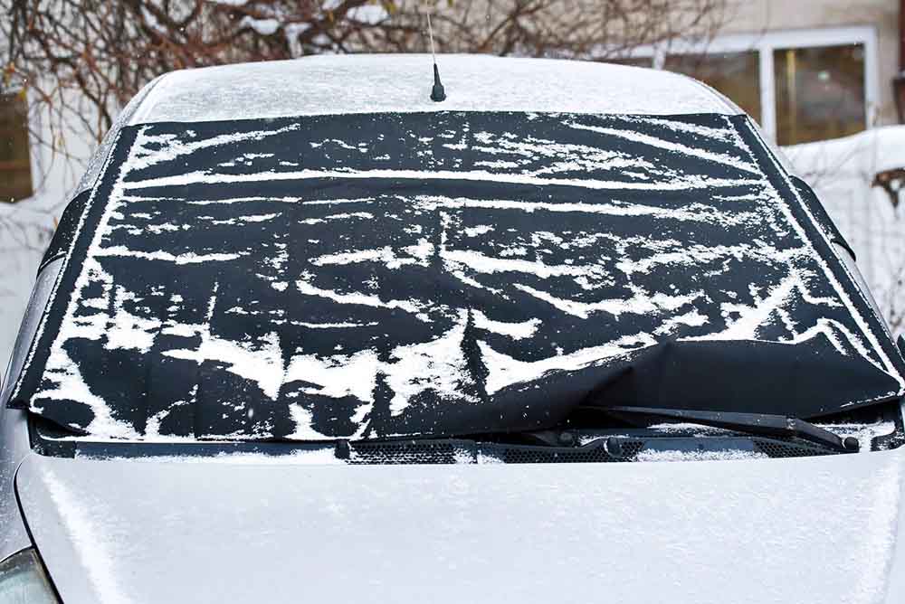 snow on windshield